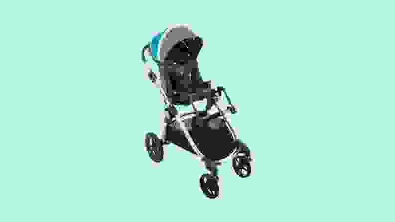 Angled view of the Zippie Voyage in blue and black.